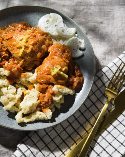 Use two types of paprika  for the best Hungarian  chicken paprikash